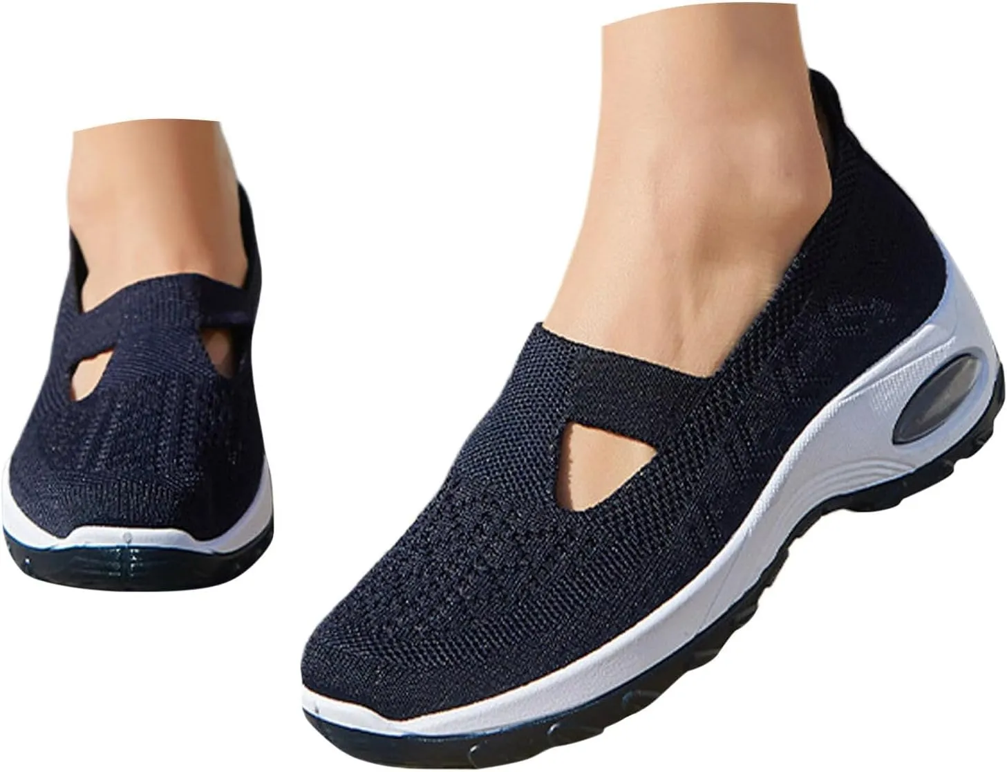 Women’s Orthopedic Knit Mesh Shoes Arch Support Air Cushion Slip on Sneakers Breathable Comfortable Anti-Skid Sports Shoes