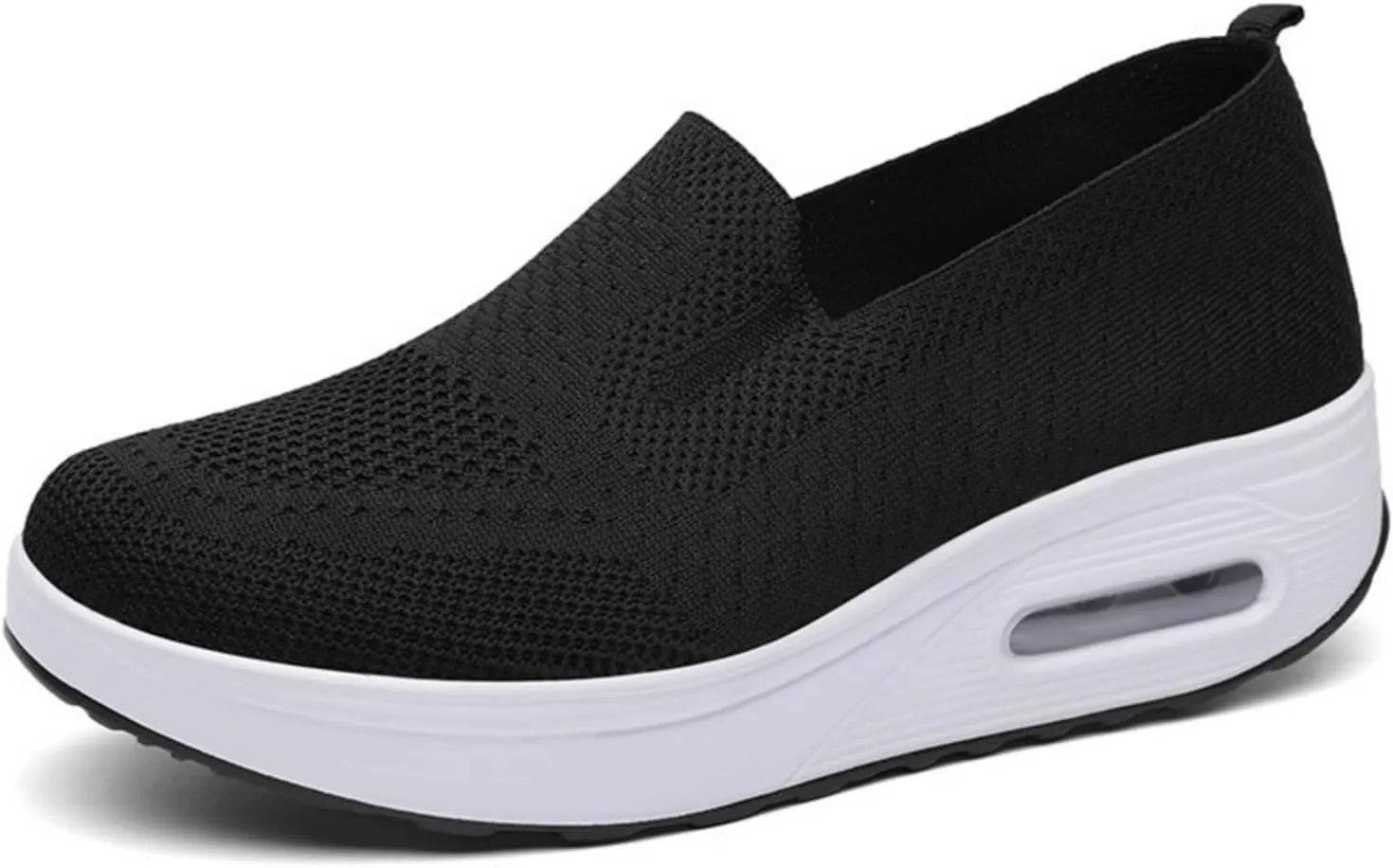 Women's Orthopedic Sneakers Summer Casual Breathable Mesh Hollow Out Slip on Walking Shoes Trendy Comfortable Air Cushion Stretch Diabetic Platform Sneakers with Arch Support