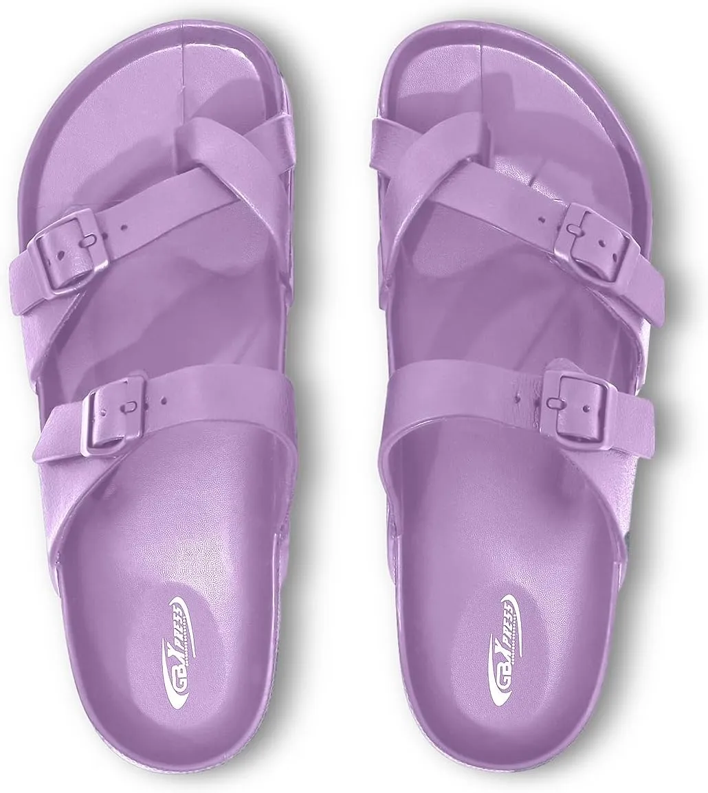 Women's Platform Sandals - Arch Support, Comfortable Foam Slides with Adjustable Buckle, Lightweight Thick Soles | Ultra Cushion