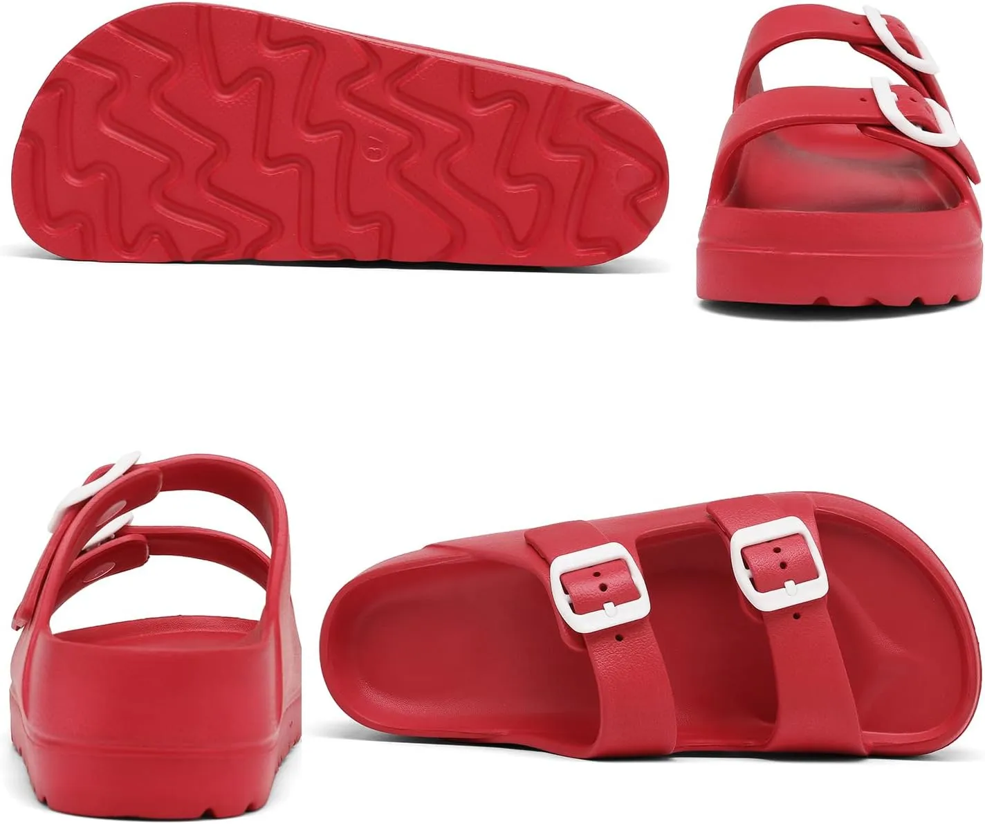 Womens Platform Sandals with Arch Support, Adjustable Buckle Beach Sandal Woman Comfort Lightweight Ultra Cushion EVA Slides