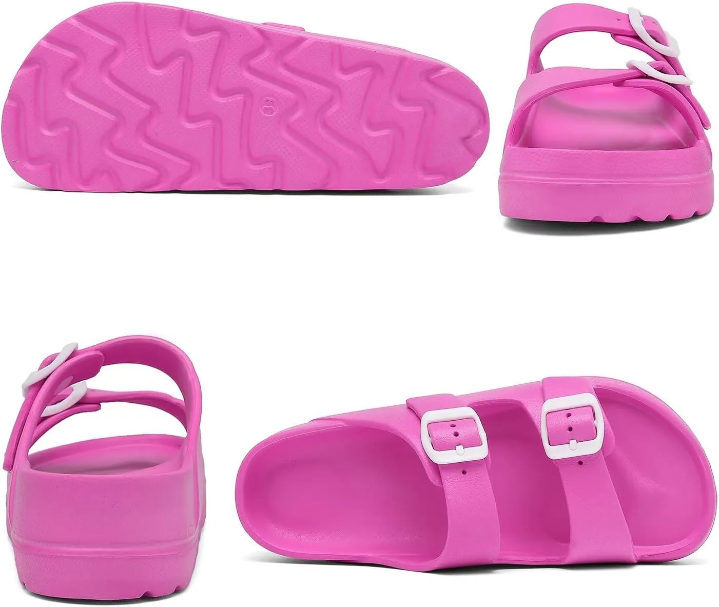 Womens Platform Sandals with Arch Support, Adjustable Buckle Beach Sandal Woman Comfort Lightweight Ultra Cushion EVA Slides