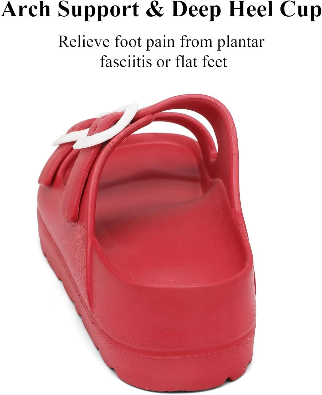 Womens Platform Sandals with Arch Support, Adjustable Buckle Beach Sandal Woman Comfort Lightweight Ultra Cushion EVA Slides