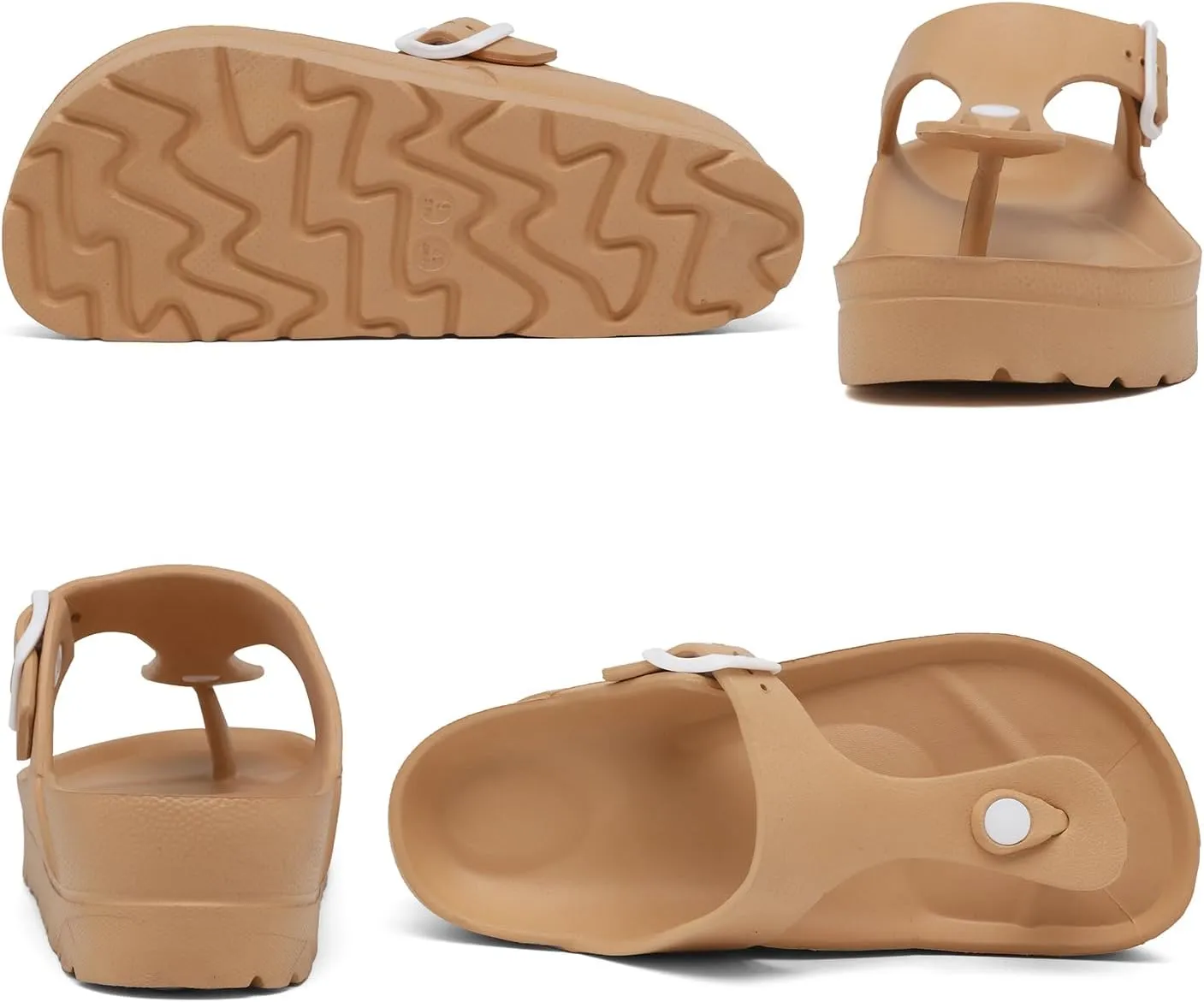 Womens Platform Sandals with Arch Support, Adjustable Buckle Beach Sandal Woman Comfort Lightweight Ultra Cushion EVA Slides