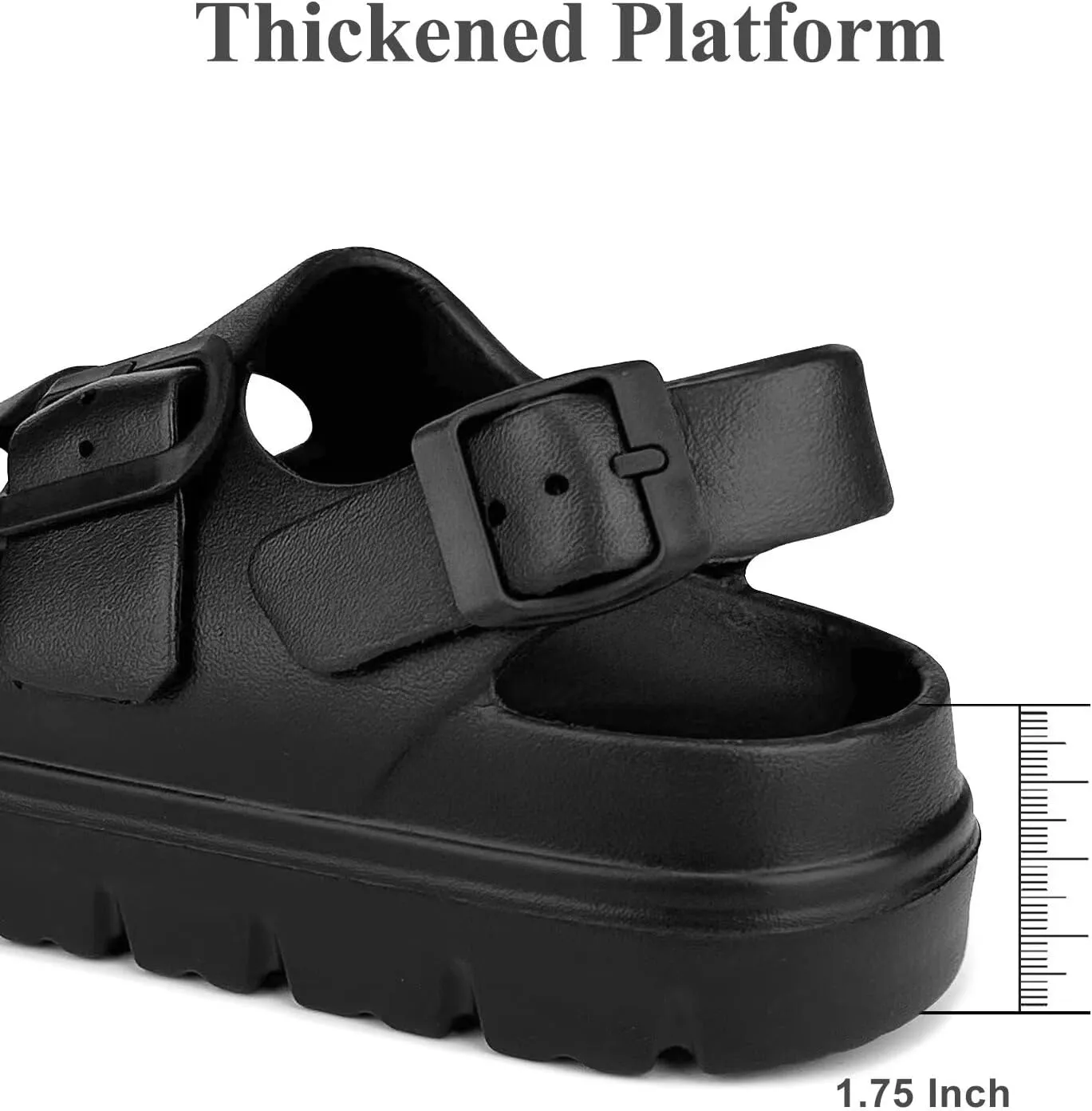 Womens Platform Sandals with Arch Support, Summer Beach Slides with Adjustable Buckle, Comfort Lightweight Chunky Cushion Slip on Sandal