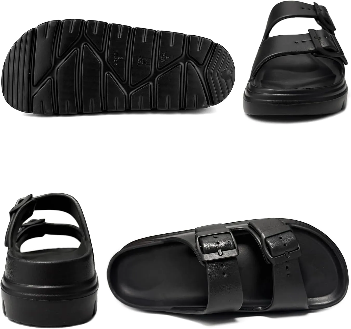 Womens Platform Sandals with Arch Support, Summer Beach Slides with Adjustable Buckle, Comfort Lightweight Chunky Cushion Slip on Sandal