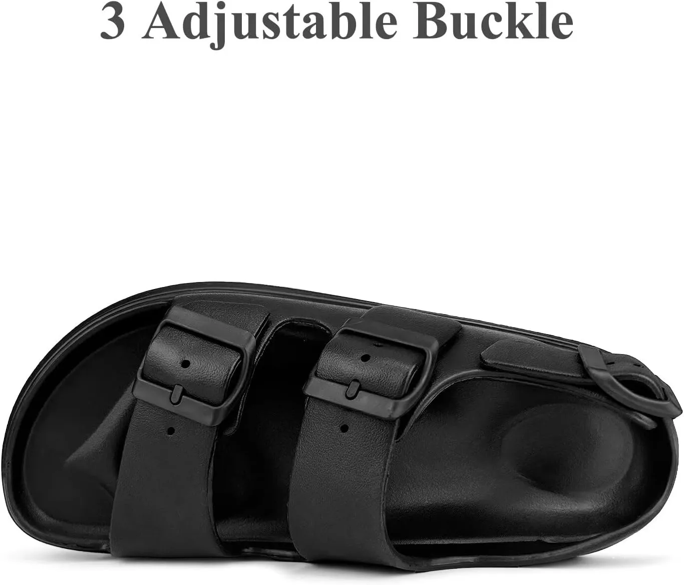 Womens Platform Sandals with Arch Support, Summer Beach Slides with Adjustable Buckle, Comfort Lightweight Chunky Cushion Slip on Sandal