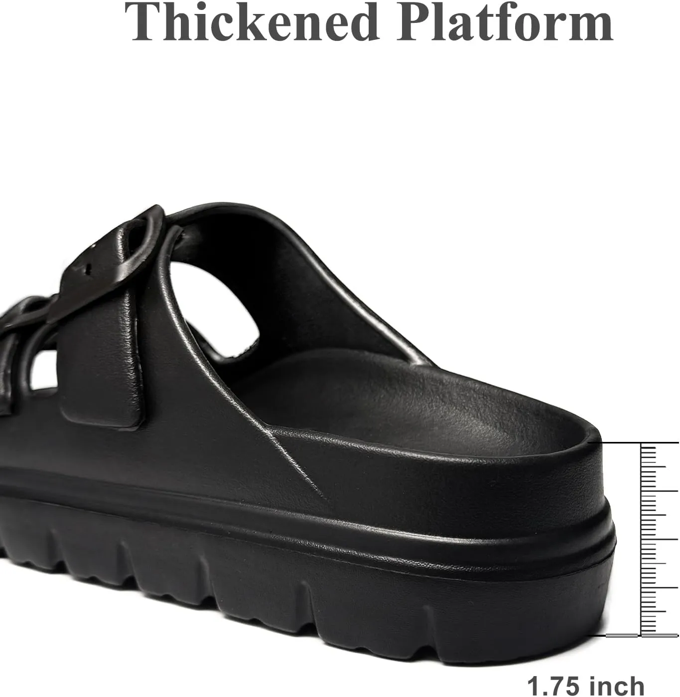 Womens Platform Sandals with Arch Support, Summer Beach Slides with Adjustable Buckle, Comfort Lightweight Chunky Cushion Slip on Sandal