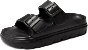 Womens Platform Sandals with Arch Support, Summer Beach Slides with Adjustable Buckle, Comfort Lightweight Chunky Cushion Slip on Sandal