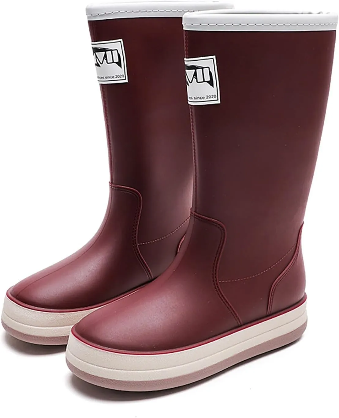 Womens Rain Boots Tall Waterproof Mens Grounded Footwear Booties with Heel Non Slip Work Barefoot Shoes Mid Calf Rain Boots for Women,Waterproof Garden Knee High Boots
