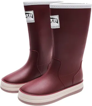 Womens Rain Boots Tall Waterproof Mens Grounded Footwear Booties with Heel Non Slip Work Barefoot Shoes Mid Calf Rain Boots for Women,Waterproof Garden Knee High Boots