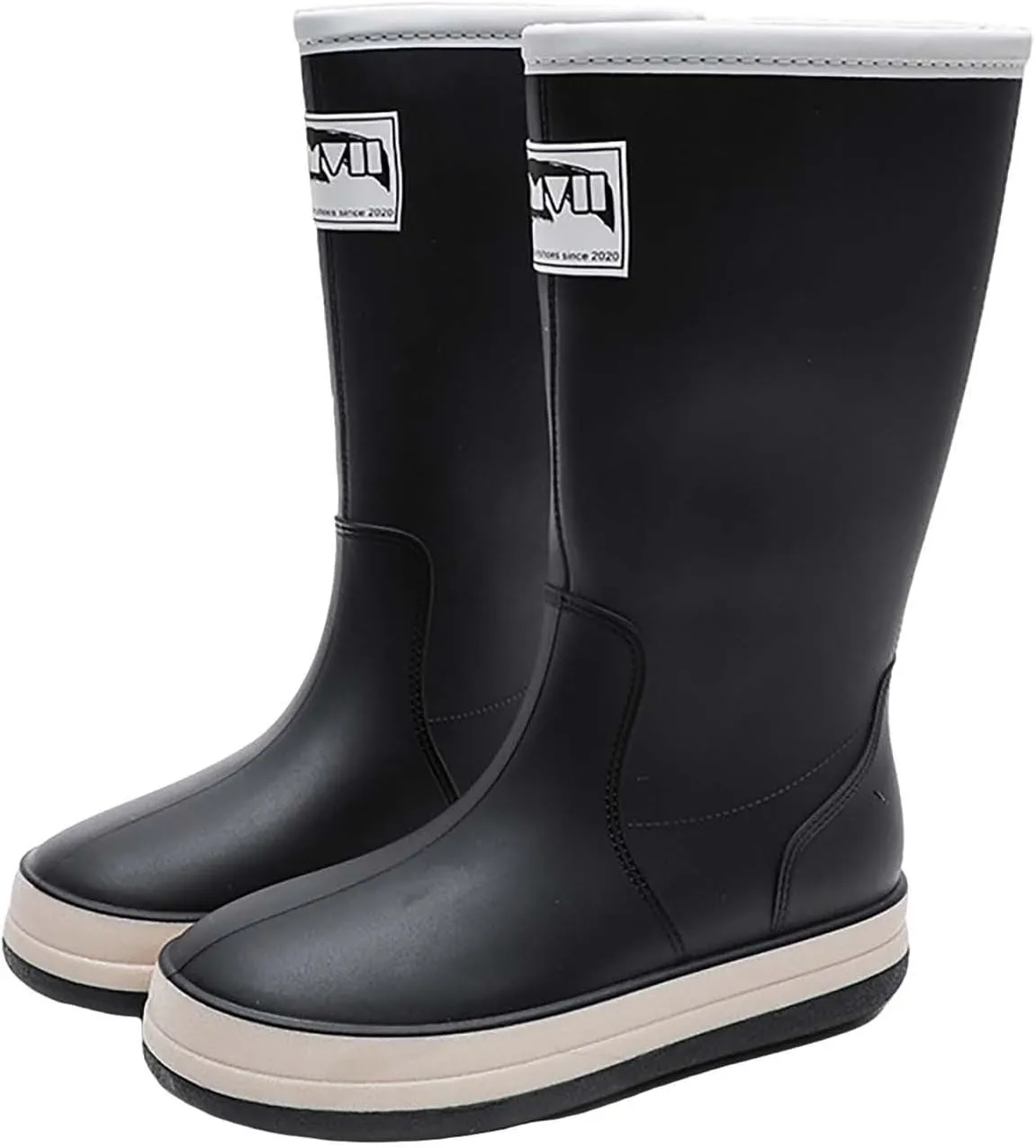 Womens Rain Boots Tall Waterproof Mens Grounded Footwear Booties with Heel Non Slip Work Barefoot Shoes Mid Calf Rain Boots for Women,Waterproof Garden Knee High Boots