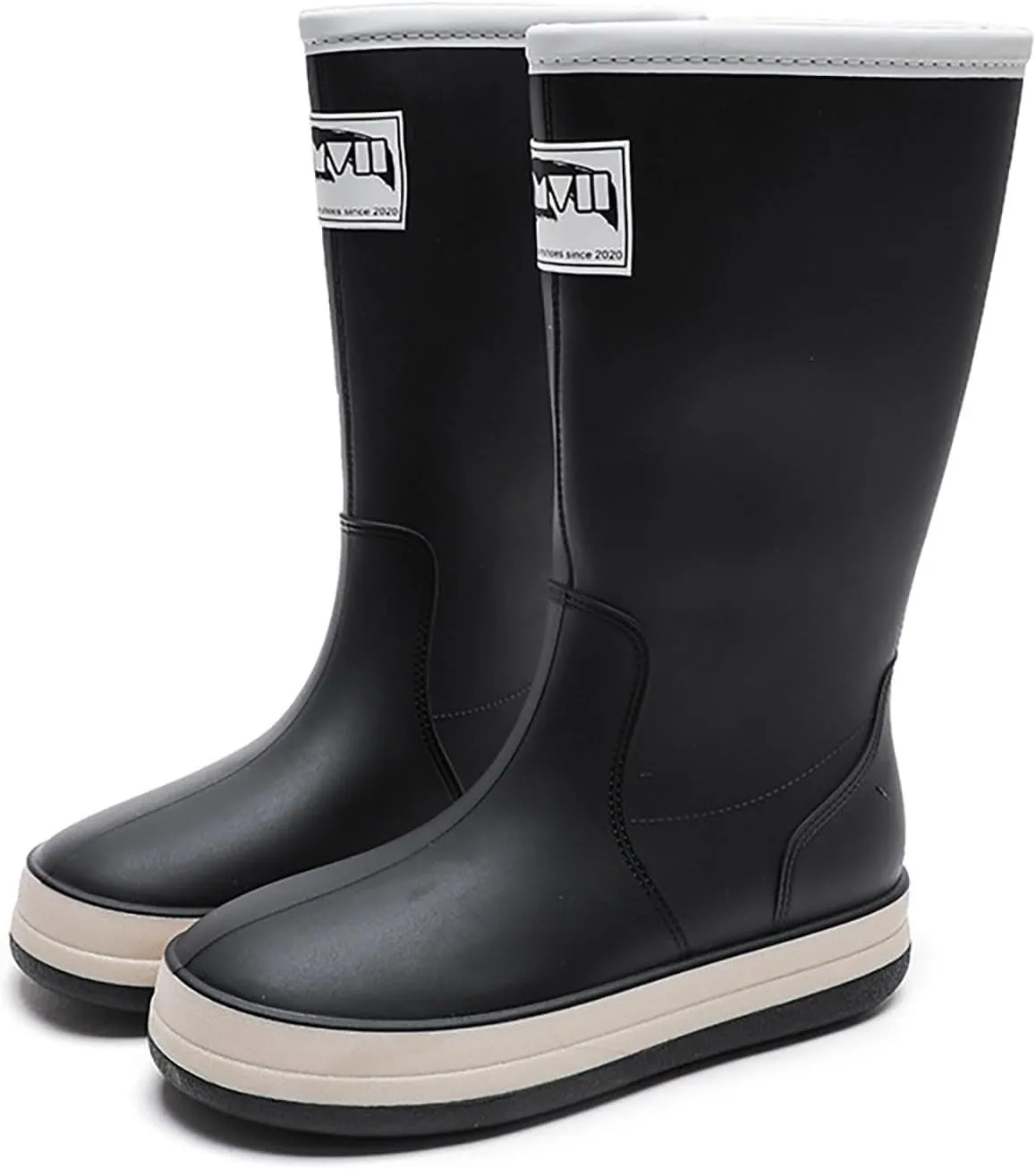 Womens Rain Boots Tall Waterproof Mens Grounded Footwear Booties with Heel Non Slip Work Barefoot Shoes Mid Calf Rain Boots for Women,Waterproof Garden Knee High Boots
