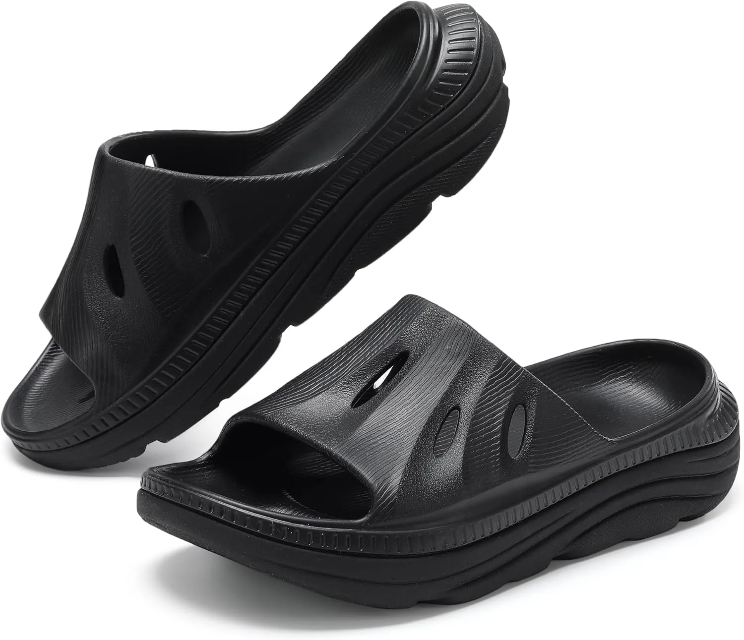 Womens Recovery Sandals Mens Comfortable Athletic Slides Thick Cushion Lightweight Plantar Fasciitis Sport Sliders of Indoor Outdoor,Arch Support Orthotic Open Toe