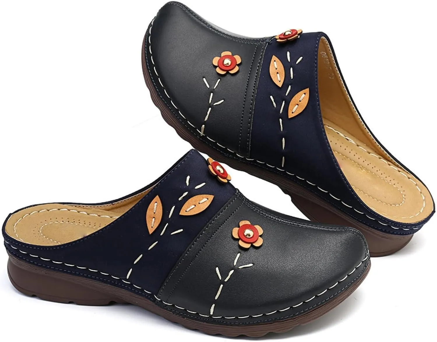 Womens Sandals Vintage Ethnic Style Floral Sandals Lightweight Shoes Summer Fashion Dressy Sandal Lambskin Sandal