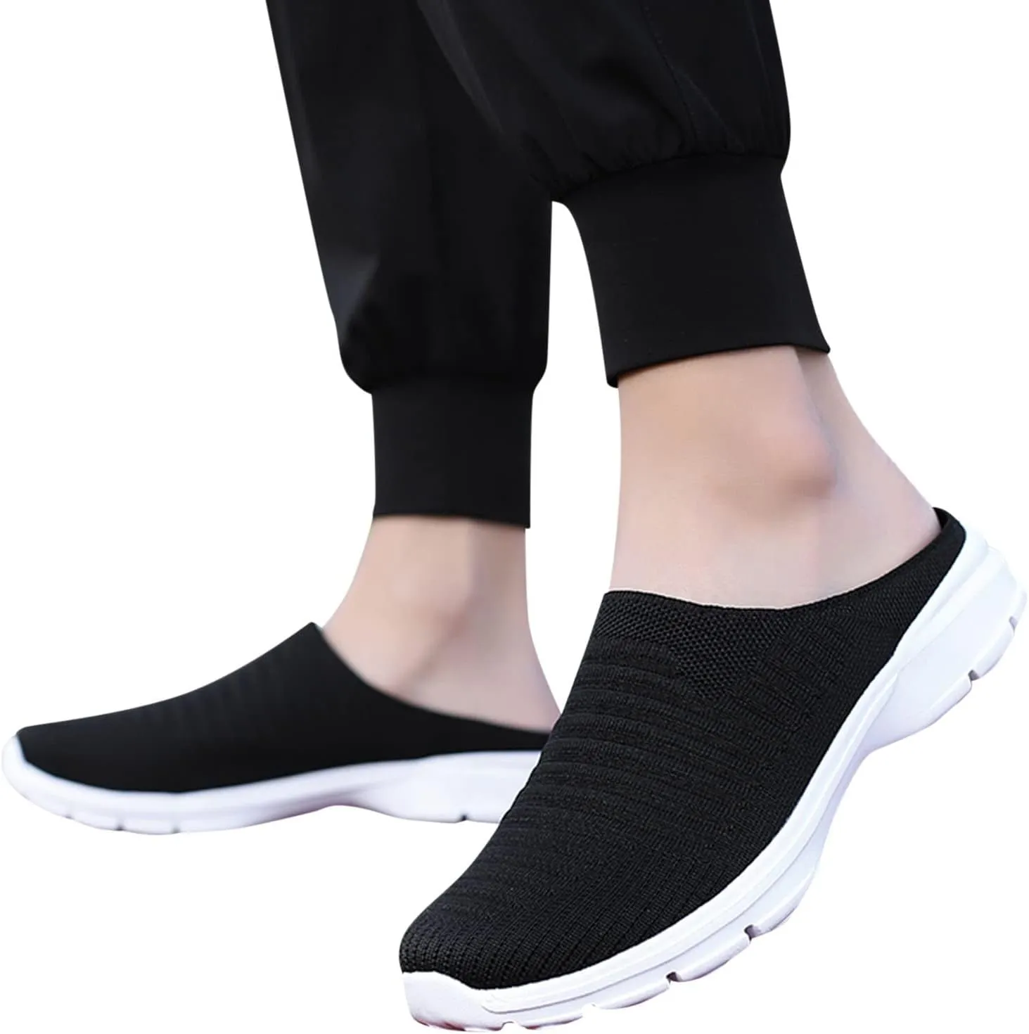 Women's Slip-On Orthopedic Arch Support Backless Mens Running Shoes Walking Casual Black Shoes Platform Sneakers Waterproof Tennis Shoe White Loafers