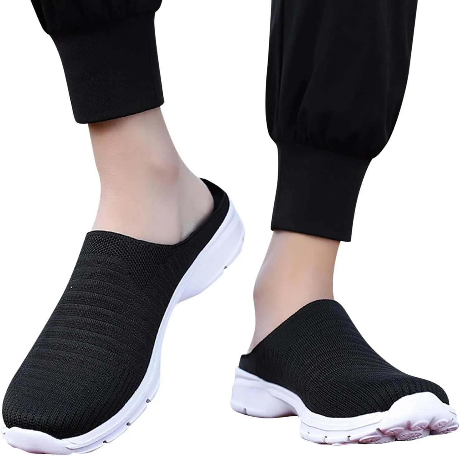 Women's Slip-On Orthopedic Arch Support Backless Mens Running Shoes Walking Casual Black Shoes Platform Sneakers Waterproof Tennis Shoe White Loafers