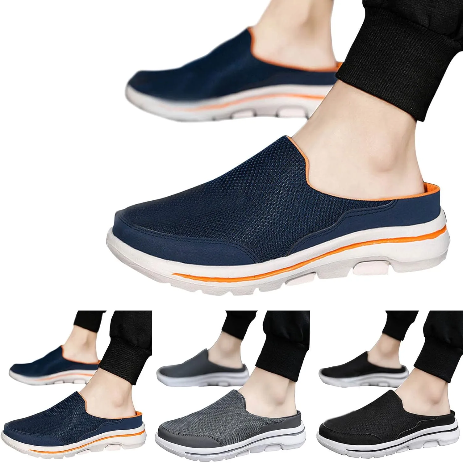 Women's Slip-On Orthopedic Arch Support Backless Running Shoes for Women Mesh Dress Casual Shoes Chunky Sneakers Platform Tennis Shoe White Loafers