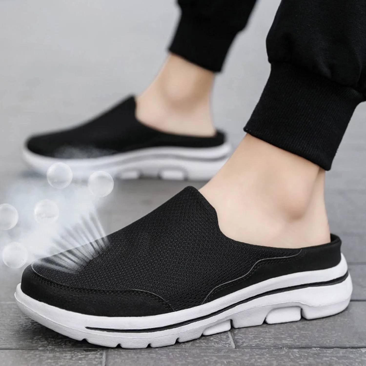 Women's Slip-On Orthopedic Arch Support Backless Running Shoes for Women Mesh Dress Casual Shoes Chunky Sneakers Platform Tennis Shoe White Loafers