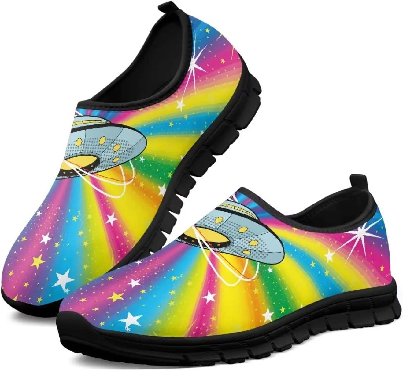Women's Space Sneaker Casual Low Top Hiking Sneaker Flat Breathable Slip On Outdoor Soft Athletic Shoes for Womens