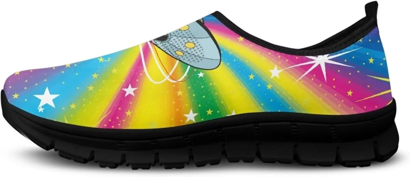 Women's Space Sneaker Casual Low Top Hiking Sneaker Flat Breathable Slip On Outdoor Soft Athletic Shoes for Womens