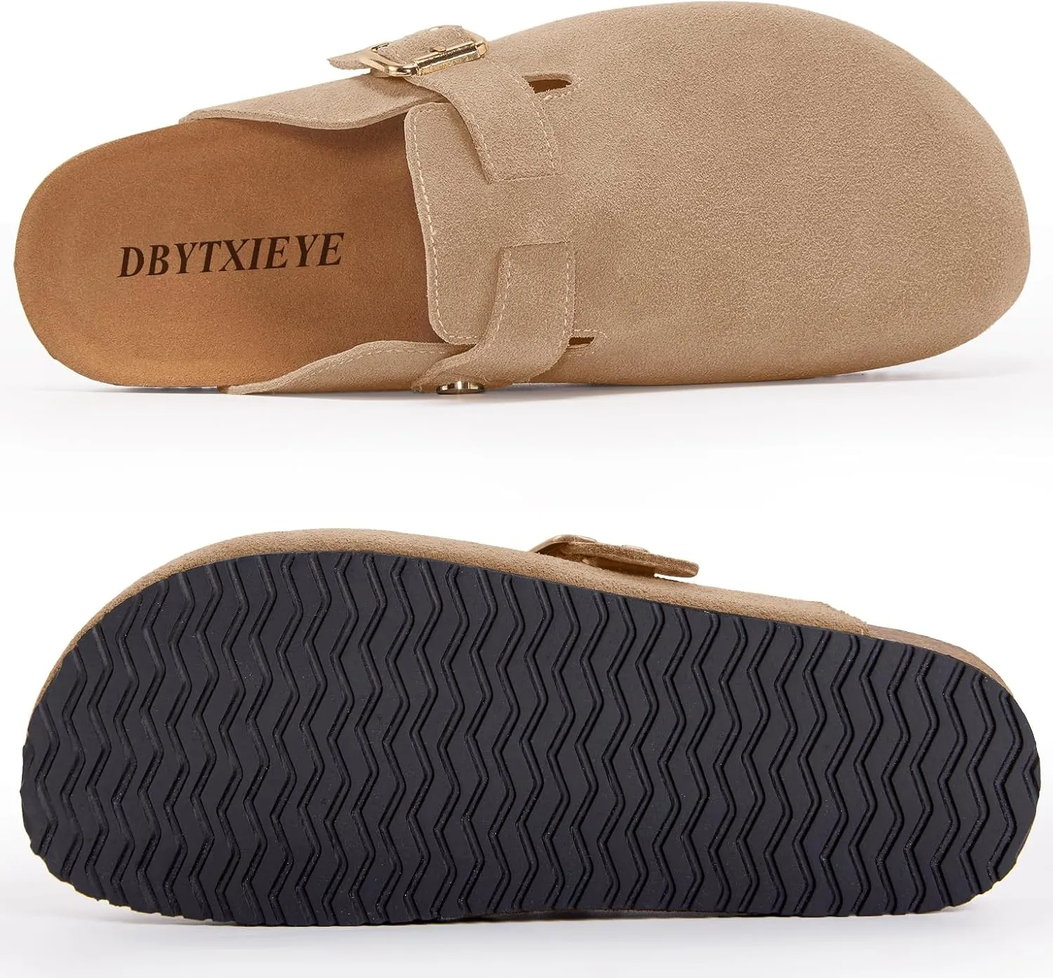 Women's Suede Clogs Leather Mules Slip On Sandals with Arch Support