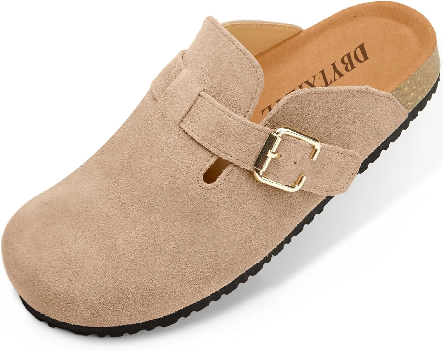 Women's Suede Clogs Leather Mules Slip On Sandals with Arch Support