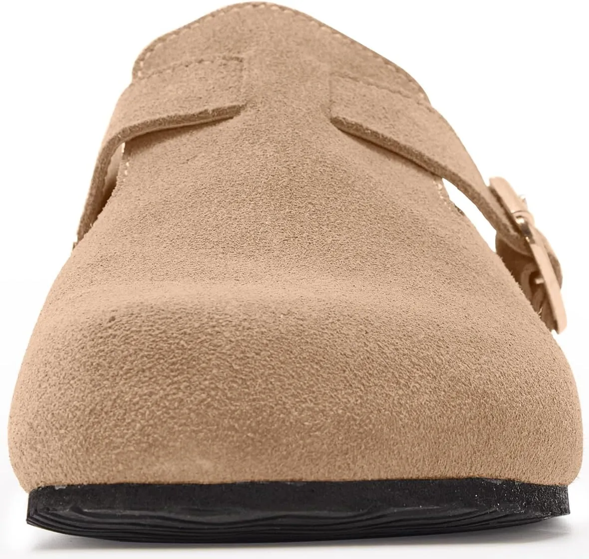 Women's Suede Clogs Leather Mules Slip On Sandals with Arch Support