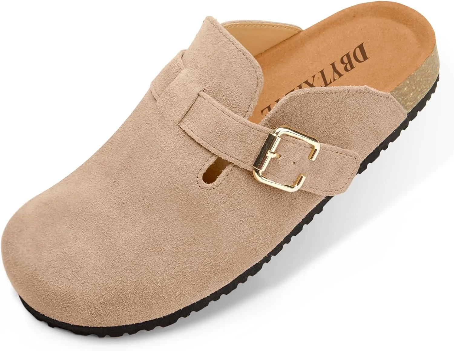 Women's Suede Clogs Leather Mules Slip On Sandals with Arch Support
