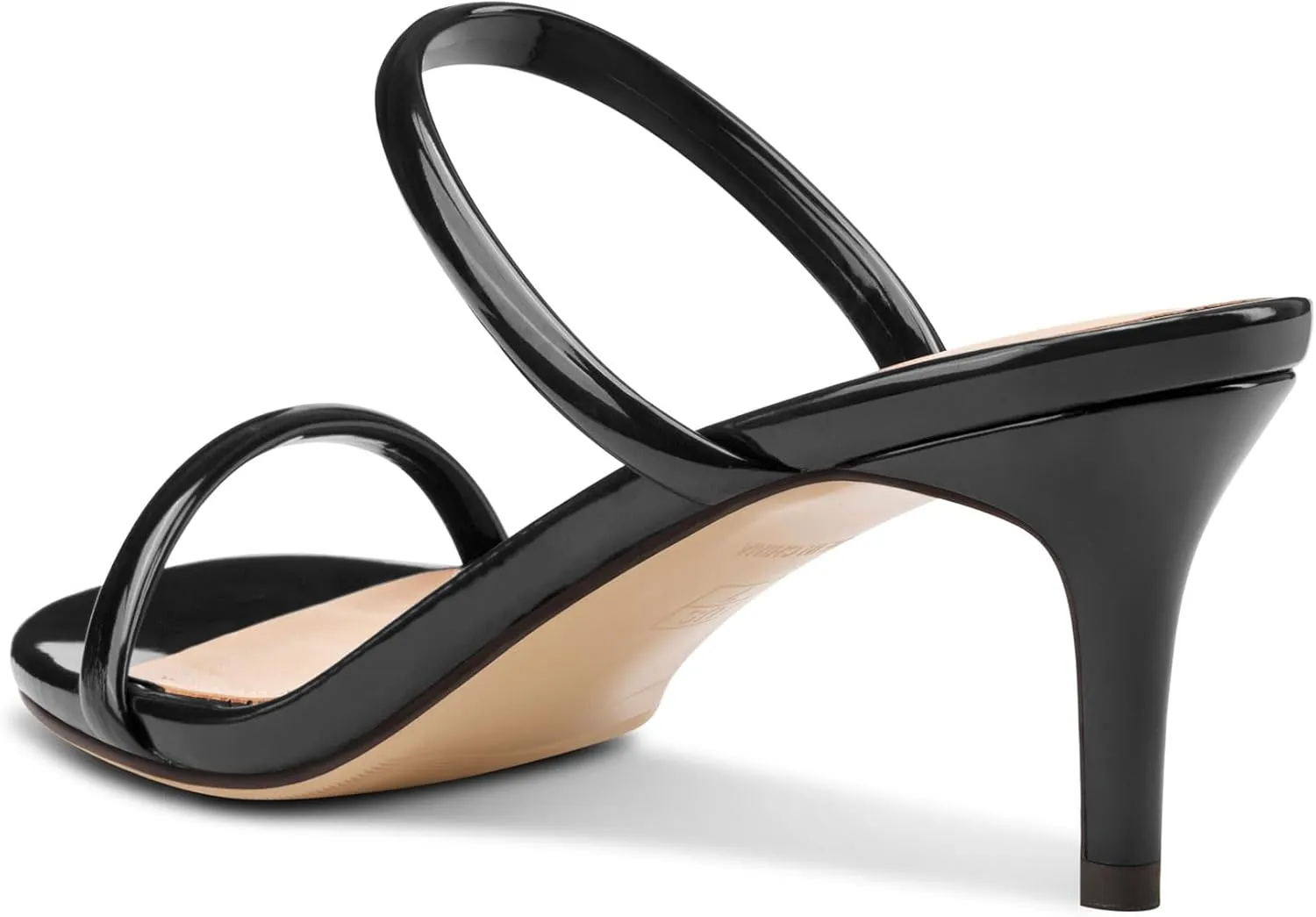 Women's Two Strap Round Open Toe Heeled Sandals Kitten Heel Slip On Mules for Prom Party 2.6 Inches Heels