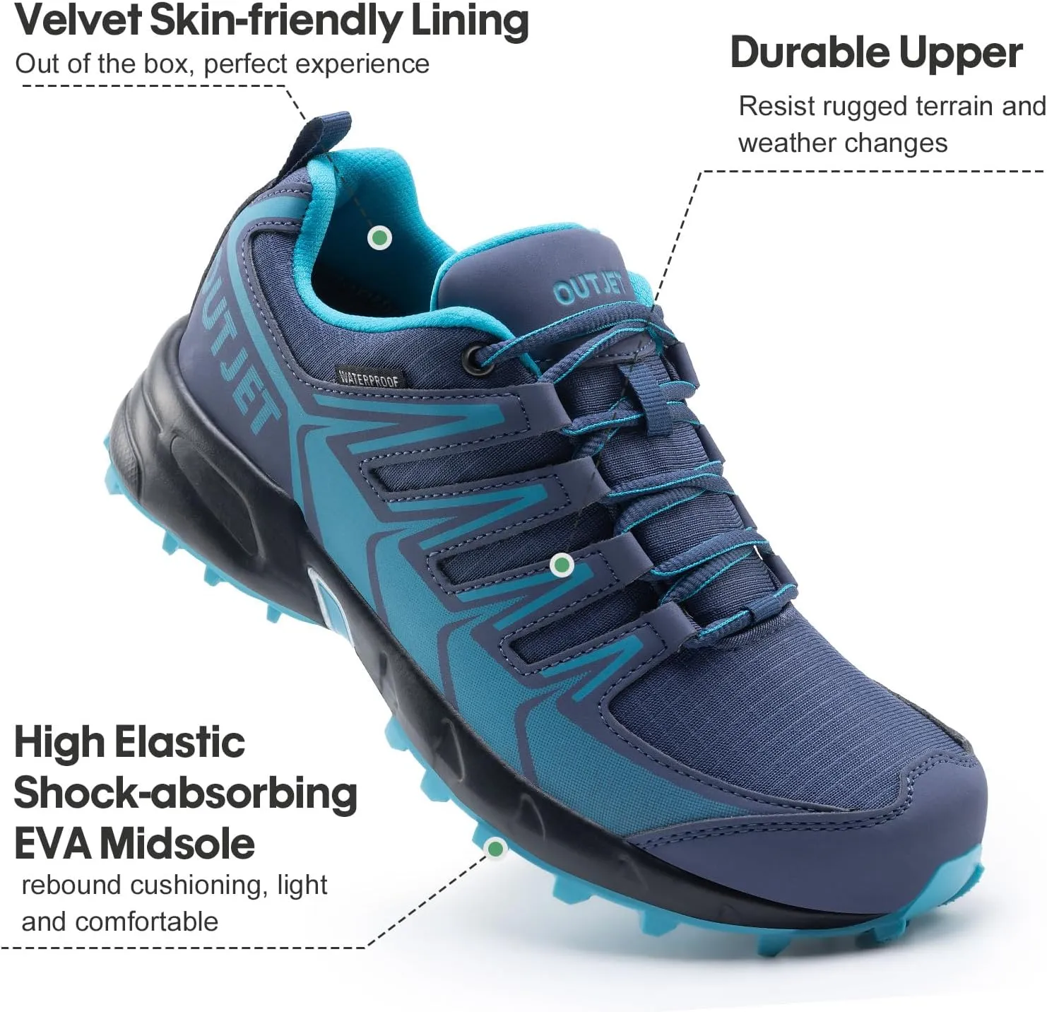Women's Waterproof Hiking Shoes Lightweight Non-Slip Trails Walking Shoes Outdoor Sneakers