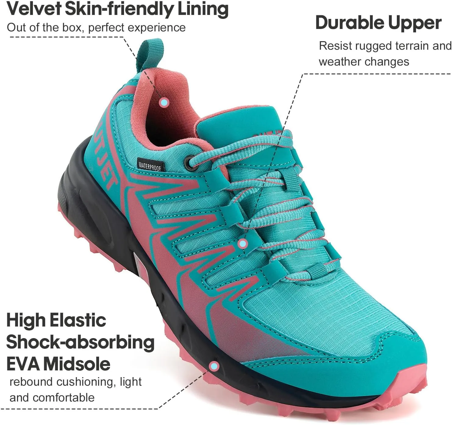 Women's Waterproof Hiking Shoes Lightweight Non-Slip Trails Walking Shoes Outdoor Sneakers