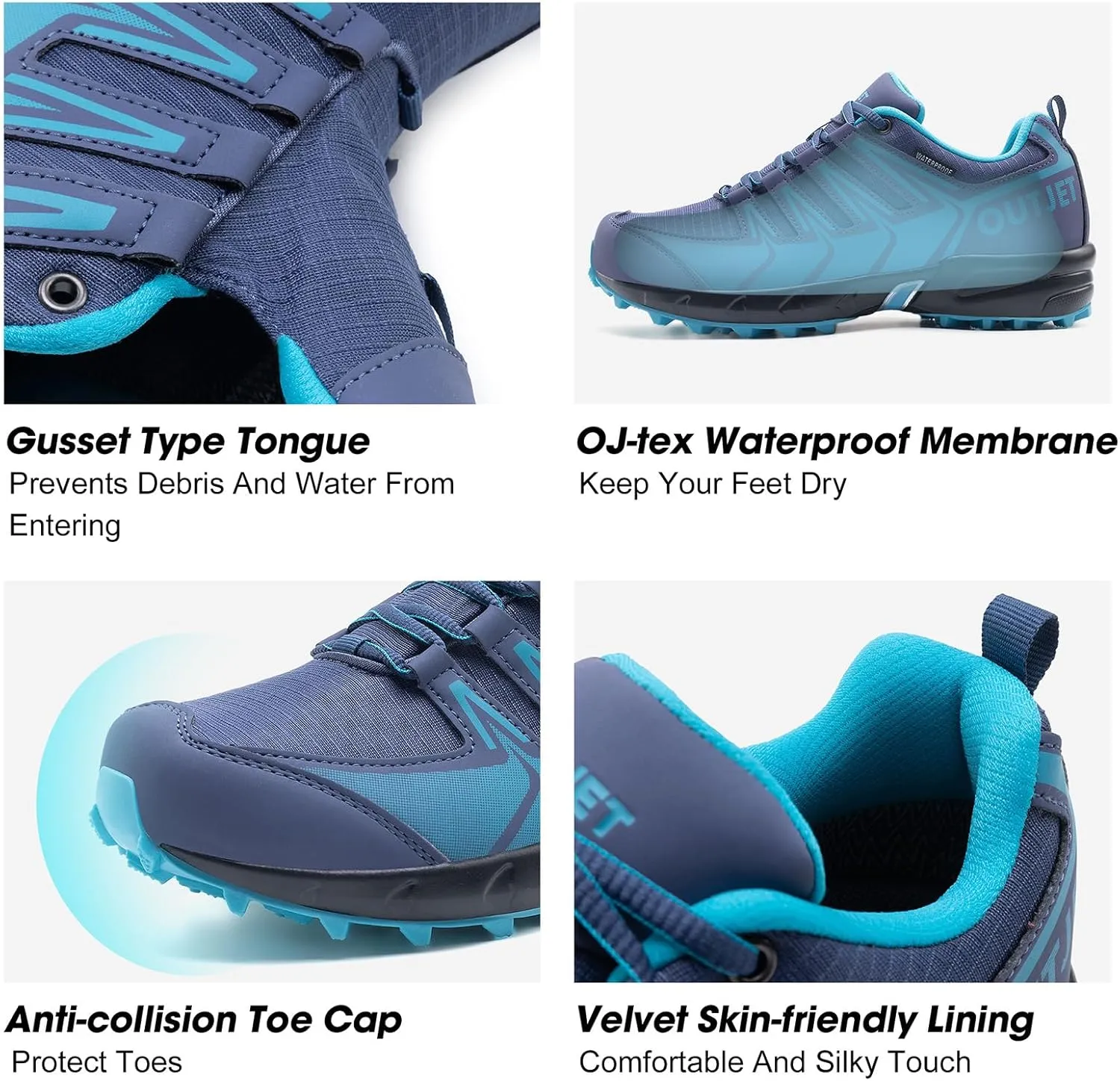 Women's Waterproof Hiking Shoes Lightweight Non-Slip Trails Walking Shoes Outdoor Sneakers
