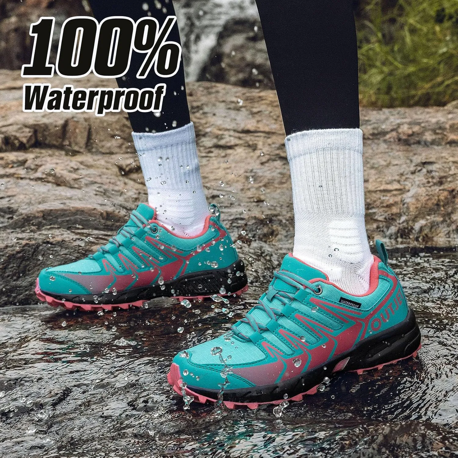 Women's Waterproof Hiking Shoes Lightweight Non-Slip Trails Walking Shoes Outdoor Sneakers