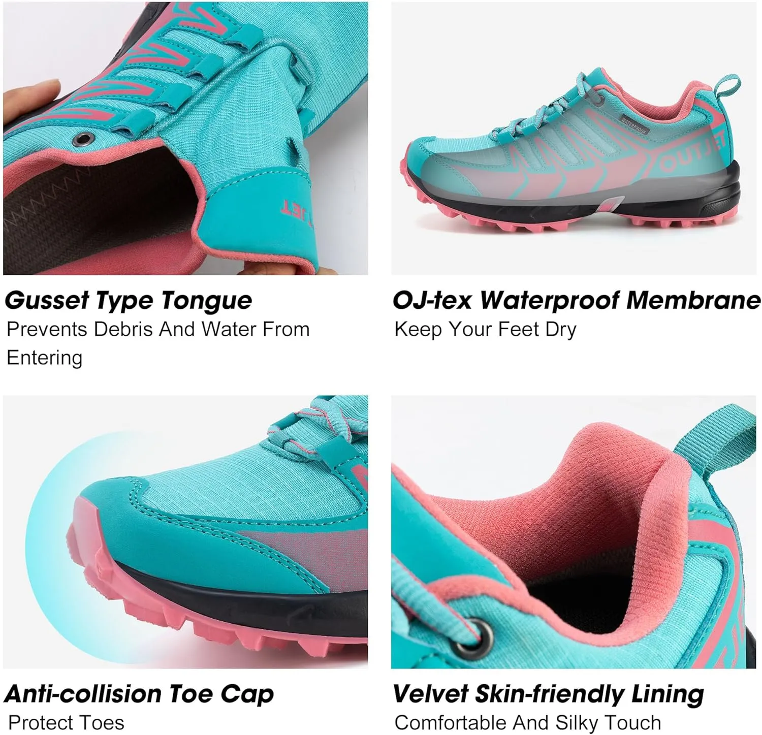 Women's Waterproof Hiking Shoes Lightweight Non-Slip Trails Walking Shoes Outdoor Sneakers
