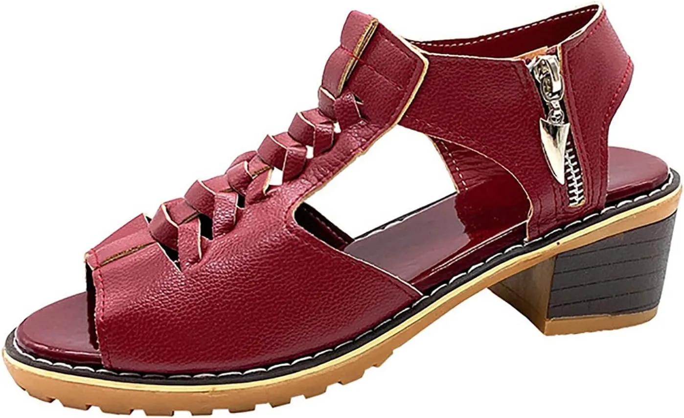 Womens Wedge Sandals Orthopedic Comfort High Heels for Women Peep Toe Slingback Slip On Sandals Fashion Hollow Out Zipper Walking Shoes for Working Shopping
