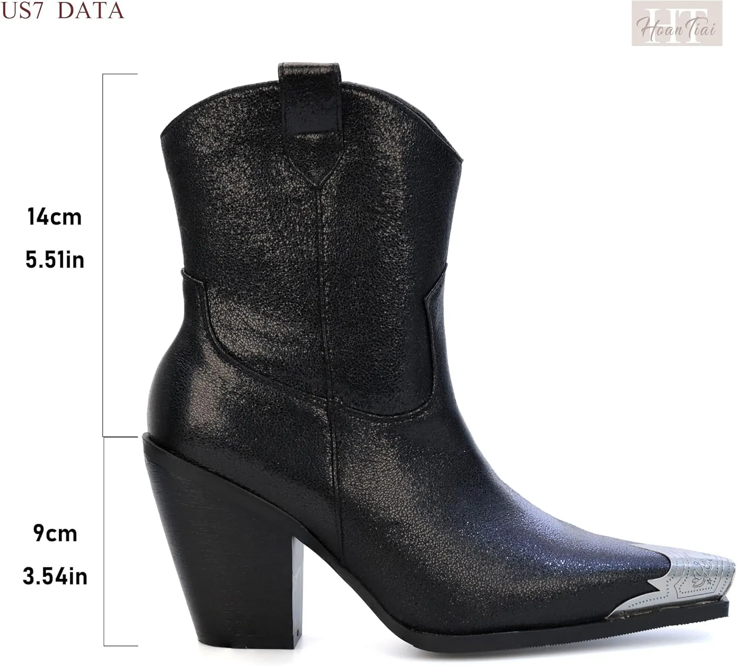 Womens Western Ankle Boots Engraved Metal Toe Cowgirl Booties Stacked Block Heeled Cowboy Boots Fashion Western Party Heeled Shoes
