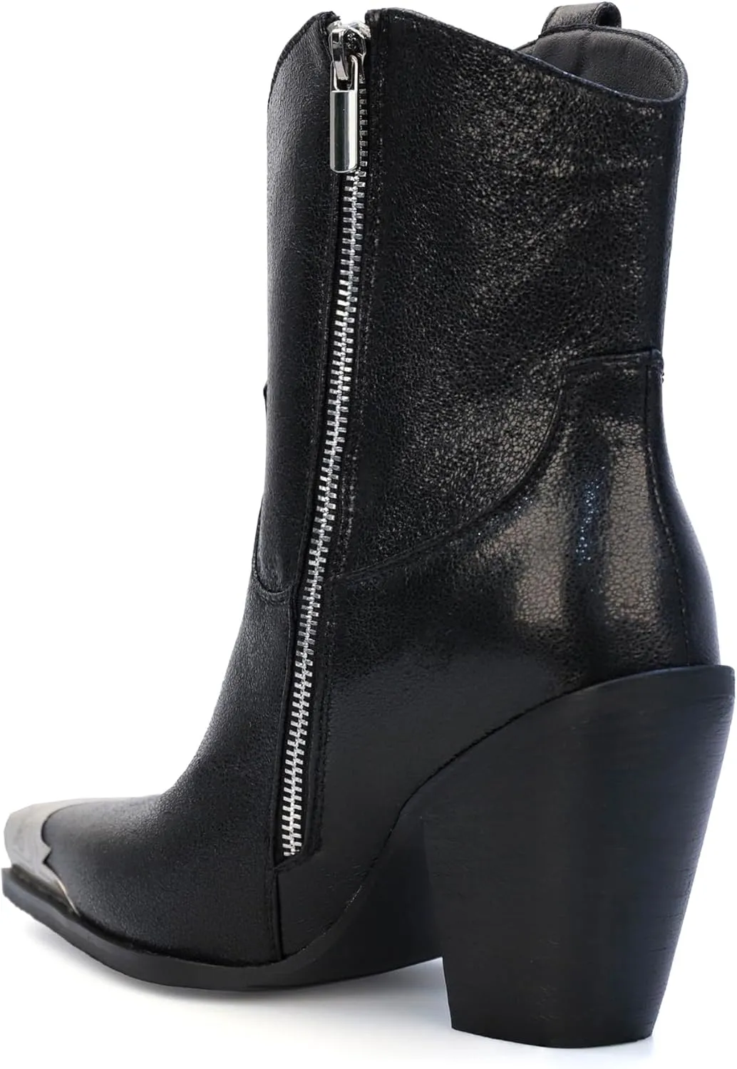 Womens Western Ankle Boots Engraved Metal Toe Cowgirl Booties Stacked Block Heeled Cowboy Boots Fashion Western Party Heeled Shoes