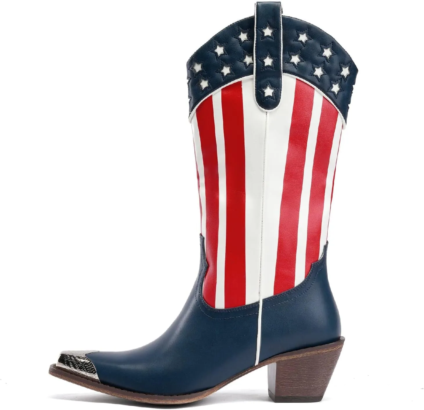 Women's Western Knee-high Boot Cowboy Boots for Women Cowgirl Mid Calf Boots Floral Embroidery Pointed Toe Chunky Heel 2.5" Ladies Western Boot