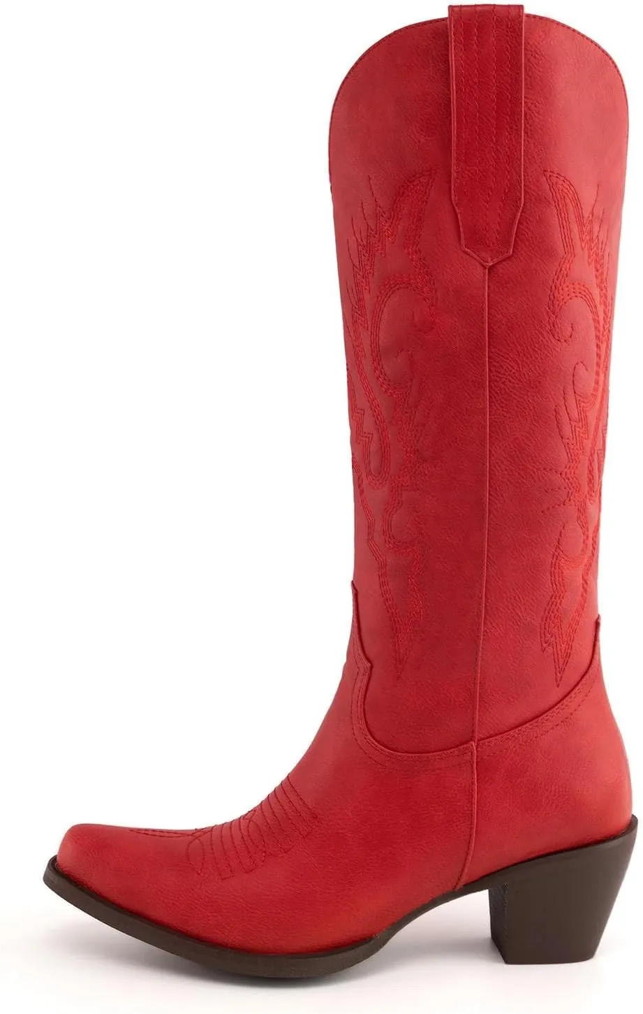 Womens White Cowgirl Boots Fashion Over the Knee Boots With Classic Embroidery Chunky Heels And Western Style