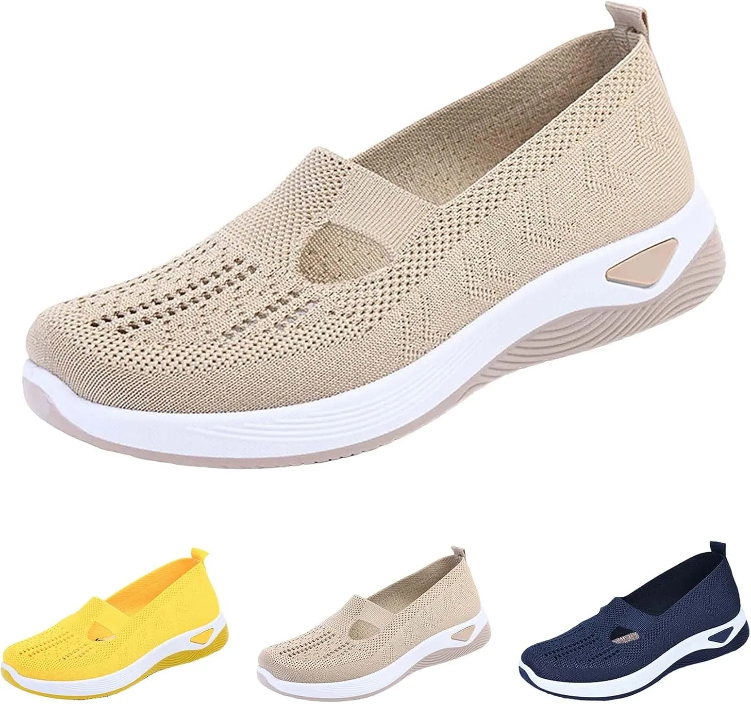 Women's Woven Orthopedic Breathable Soft Shoes Non Slip Work Shoes Women Food Service Casual Shoes Slip On Slip On Sneakers Black Tennis Shoe White Loafers