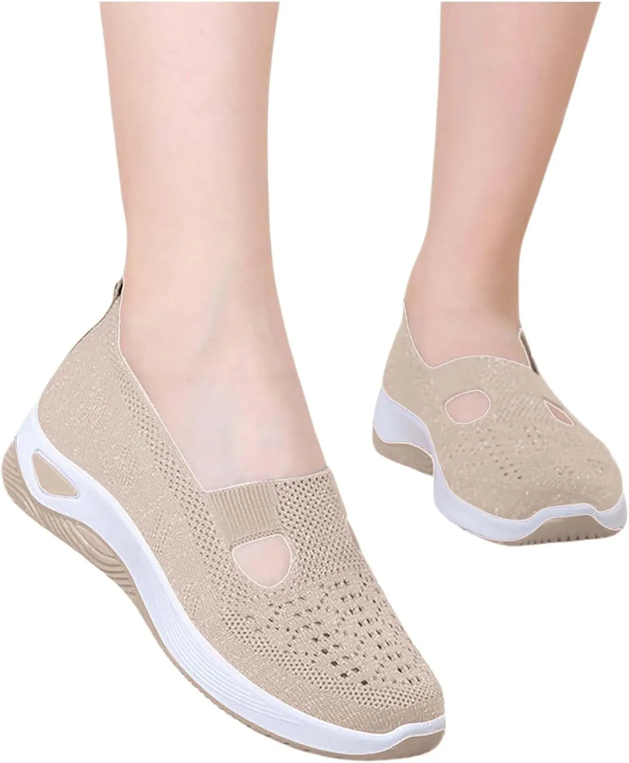 Women's Woven Orthopedic Breathable Soft Shoes Non Slip Work Shoes Women Food Service Casual Shoes Slip On Slip On Sneakers Black Tennis Shoe White Loafers