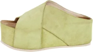 YDN Women Cross Strap Mules Platform Slippers Chunky Mid Heels Open Round Toe Slip On Shoes Indoor Club Size 4-16 US