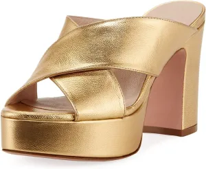 YDN Women Cross Strap Peep Toe Platform Chunky Block Heel Mules Pumps Slide Sandals Size 4-15 US