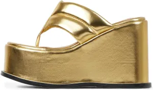 YDN Women Dressy Platform Mules Round Open Toe Slip On Sandals Wide Strap Flip Flop Slippers Wedge High Heels Shoes Party Daily Size 4-15 US