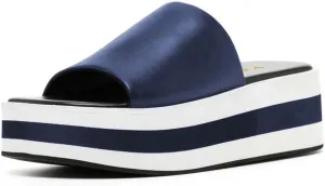 YDN Women Dressy Platform Mules Square Open Toe Slippers Slide Sandals Flats Contrast Stitching Low Heels Shoes Party Daily Size 4-15 US