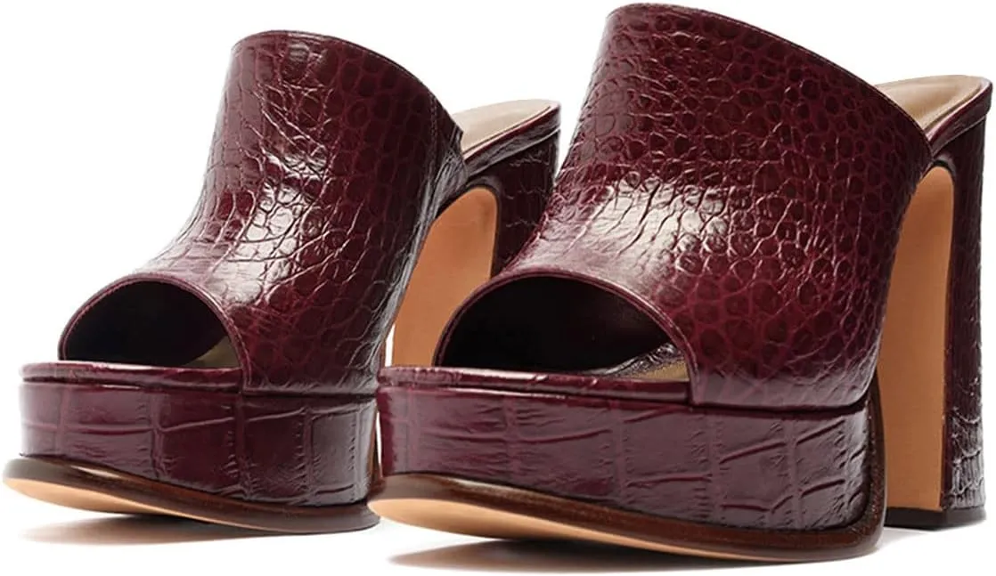 YDN Women Open Toe Platform Mules Chunky Block High Heel Sandals Sexy Slip on Outdoor Evening Club Shoes Size 4-15 US