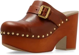 YDN Women's Chic Platform Closed Round Toe Mules Rivet Studded Chunky Block Heels Buckled Strap Slip On Sandals Daily Outfit Dress Slide Shoe Size 4-16 US