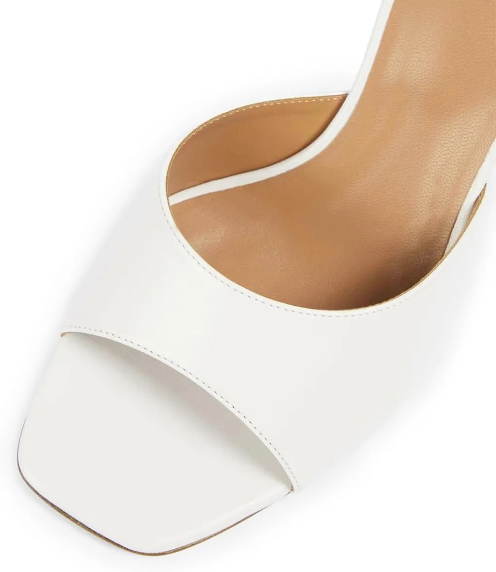 YDN Women's Comfy Slip On Mules Open Square Toe Block Mid Heels Chic Dress Party Dating Travel Causal Slide Shoes Size 4-16 US