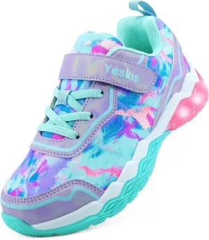 YESKIS Toddler Boys Girls Light Up Shoes LED Flashing Lightweight Mesh Breathable Adorable Running Sneakers for Toddler and Little Kid