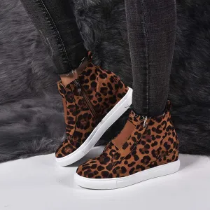 ZBYY Women's Platform Wedge Sneakers,Fashion Summer Hidden Ankle Heel Platform Wedge Booties Hidden with Side Zipper